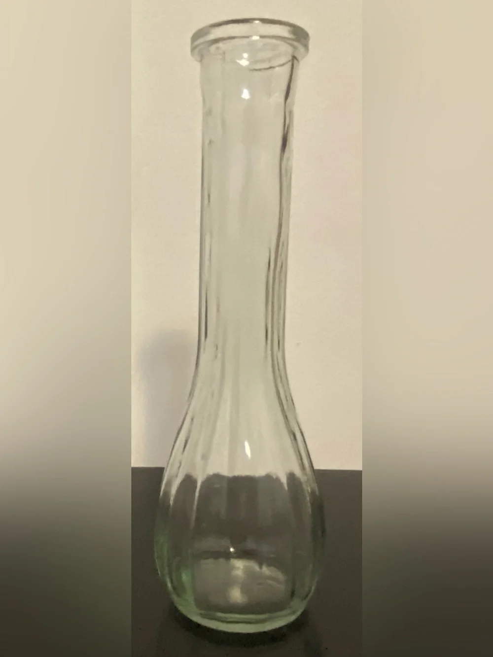 Clear Glass Bud Vase - Slim Neck, Rounded Base